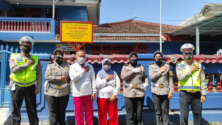Bangun Budaya Tertib Berlalulintas Sejak Dini, Ditlantas Polda Lampung Kunjungi Paud Arrizki